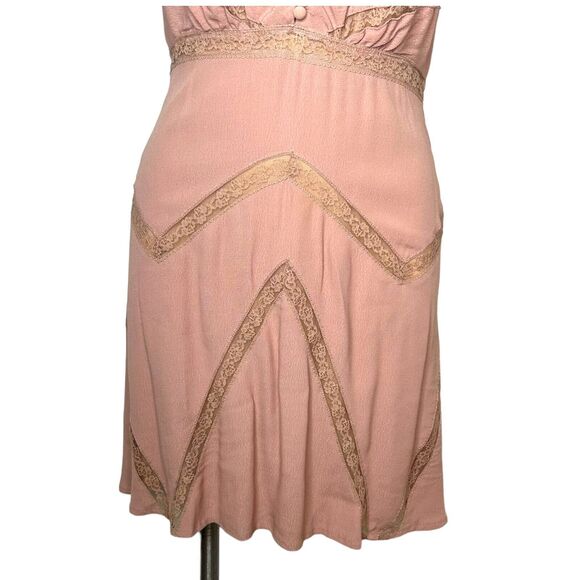 New FREE PEOPLE Dusty Toasted Mink Pink Elle Striped A-Line Mini Dress 4 Small - Picture 5 of 11